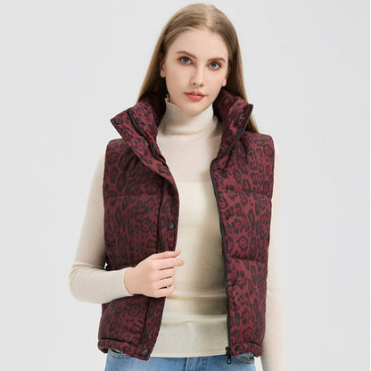 Chaleco acolchado estampado león mujer moda invierno