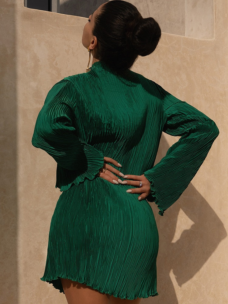 Vestido de Noche Elegante Manga Larga Mujer
