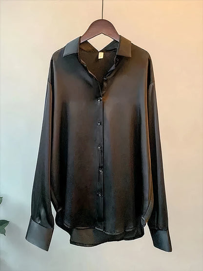 Blusa Satin Elegante Manga Larga