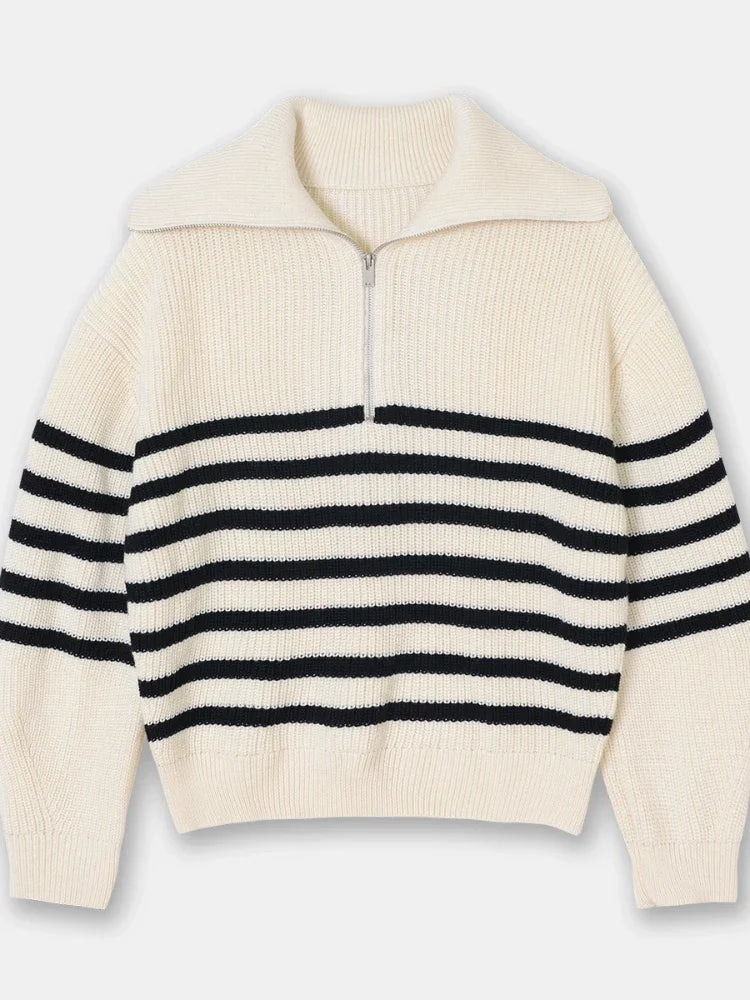 Suéter Mujer Cuello Alto Rayas Moda Invierno