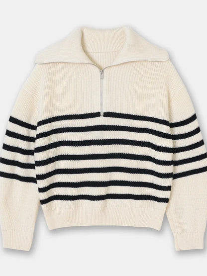 Suéter Mujer Cuello Alto Rayas Moda Invierno