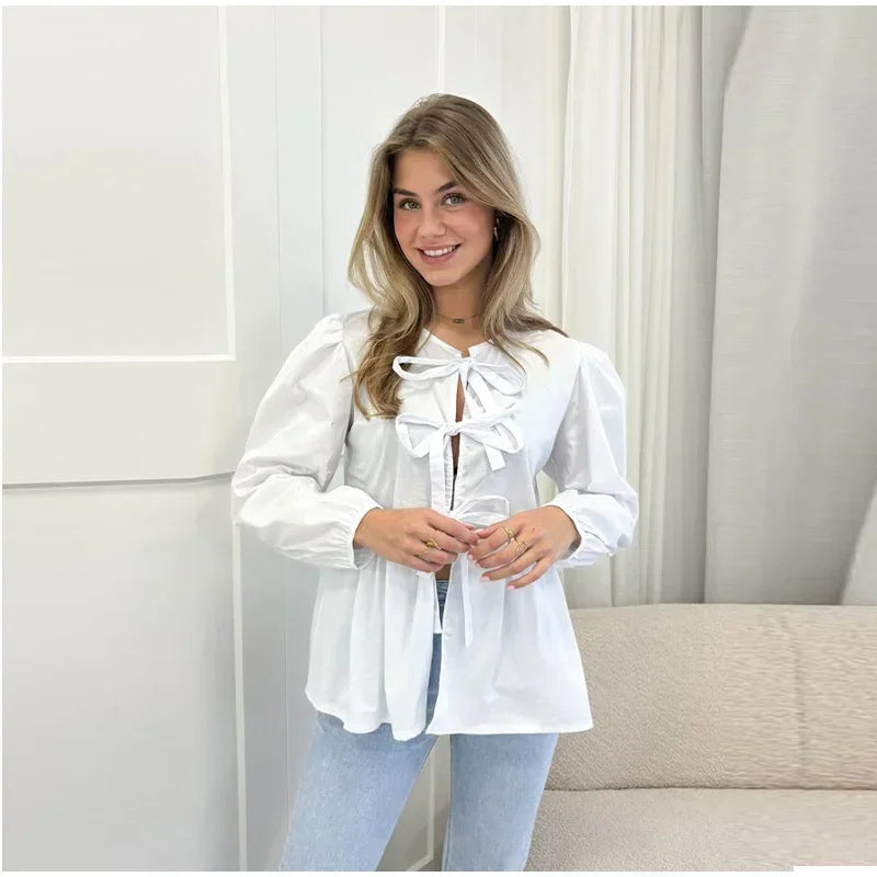 Blusa Ligerita con Lazo Elegante - Vestiria
