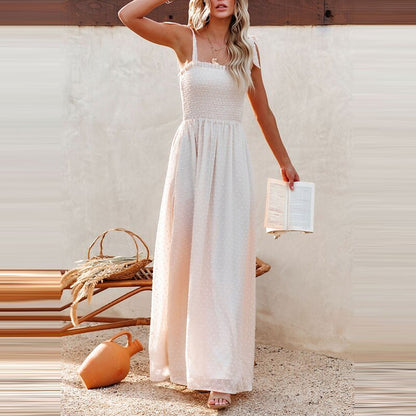 Vestido Maxi Ligero con Estampado de Lunares