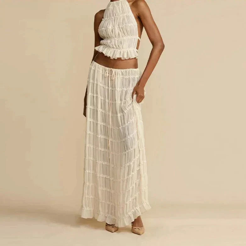 Conjunto Top sin Espalda y Falda Maxi Elegante - Vestiria
