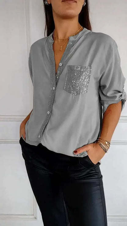 Blusa Mujer Elegante con Lentejuelas Brillantes