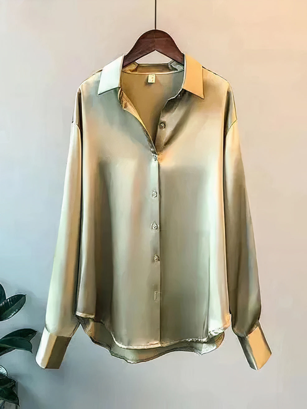 Blusa Satin Elegante Manga Larga