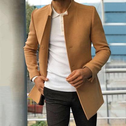 Abrigo Hombre Cuero Otoño Clásico