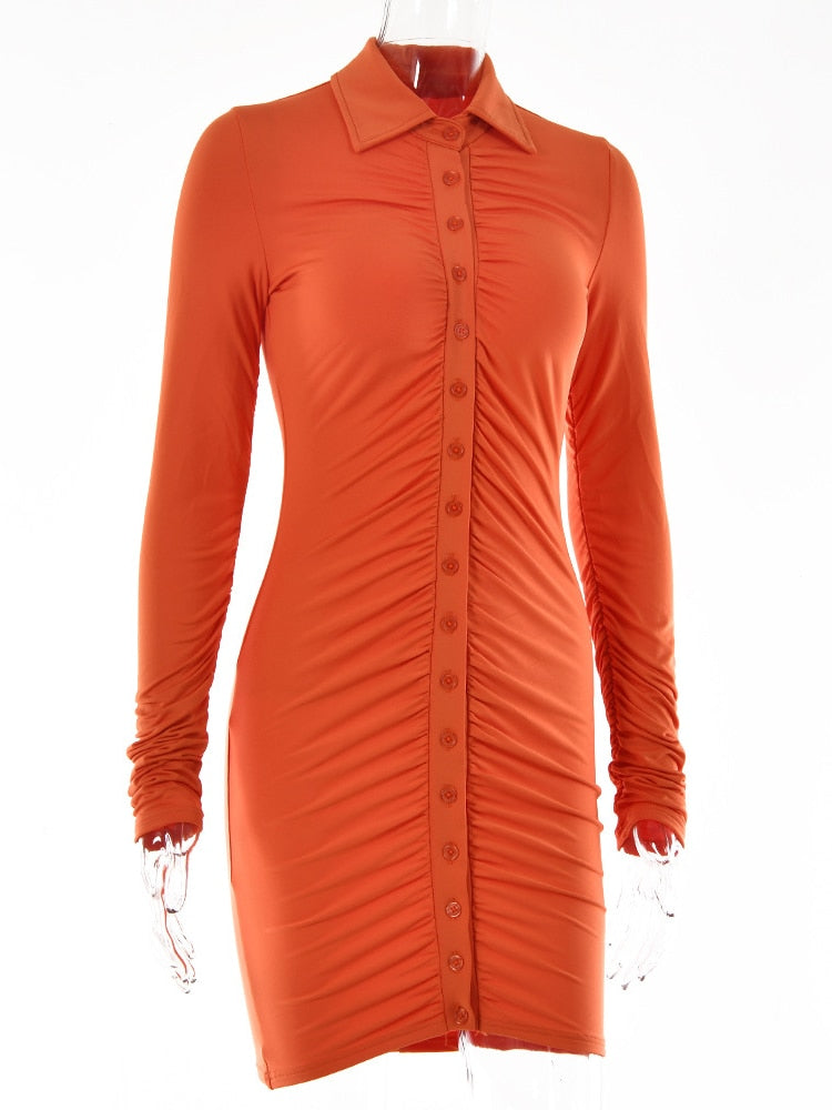Vestido Cigarette con Cierre Botones Elegante