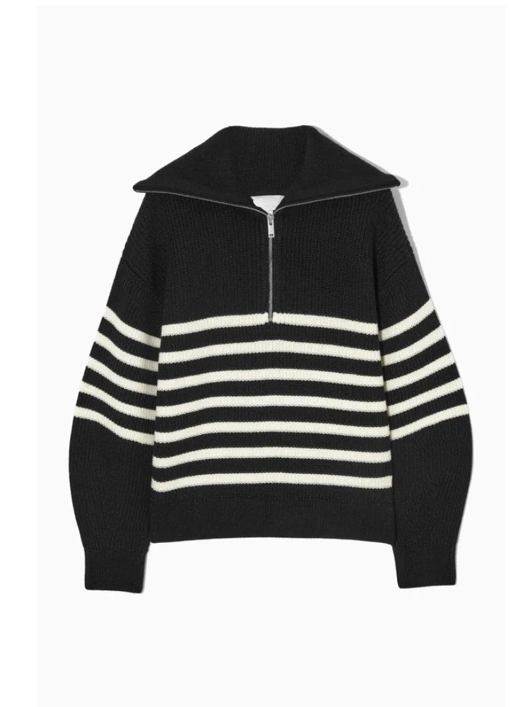Suéter Mujer Cuello Alto Rayas Moda Invierno