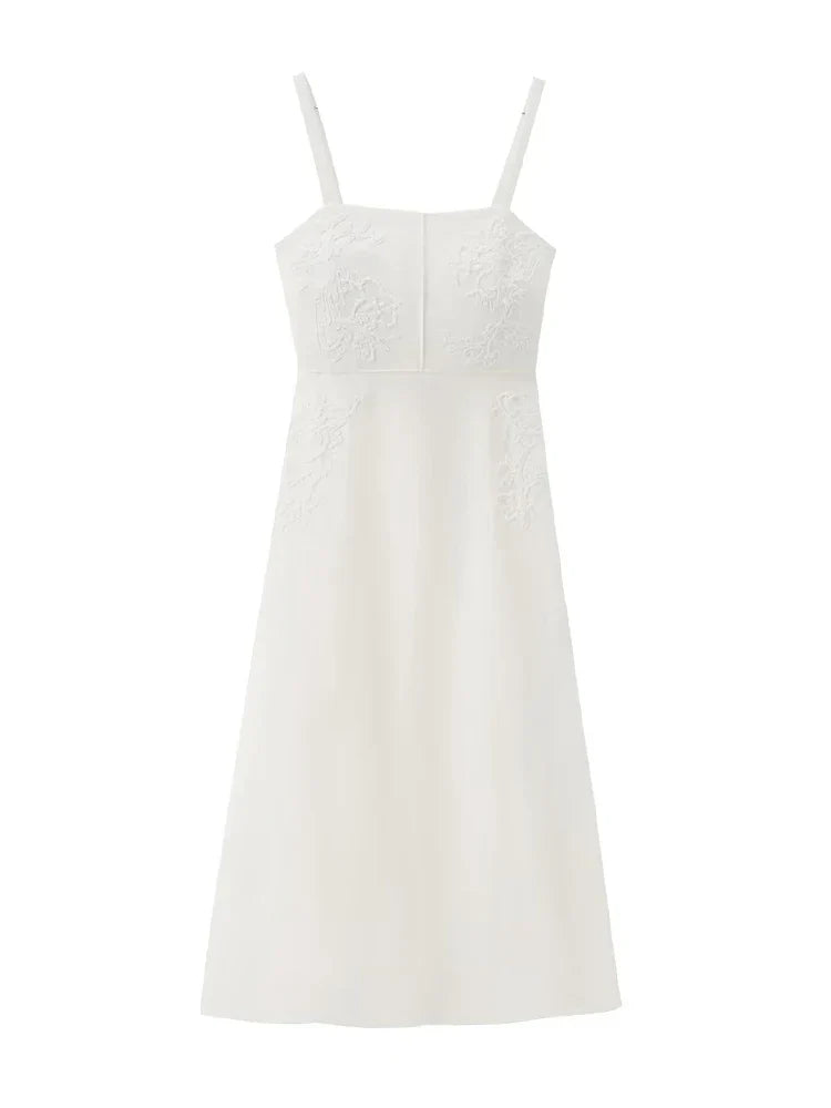 Vestido Midi Elegante Bordado Floral