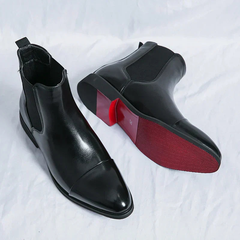 Botas Chelsea Hombre Piel Suela Roja Elevadas - Vestiria