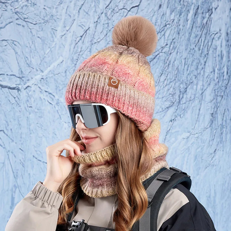 Gorro y Cuello Tejido Femenino Abrigado