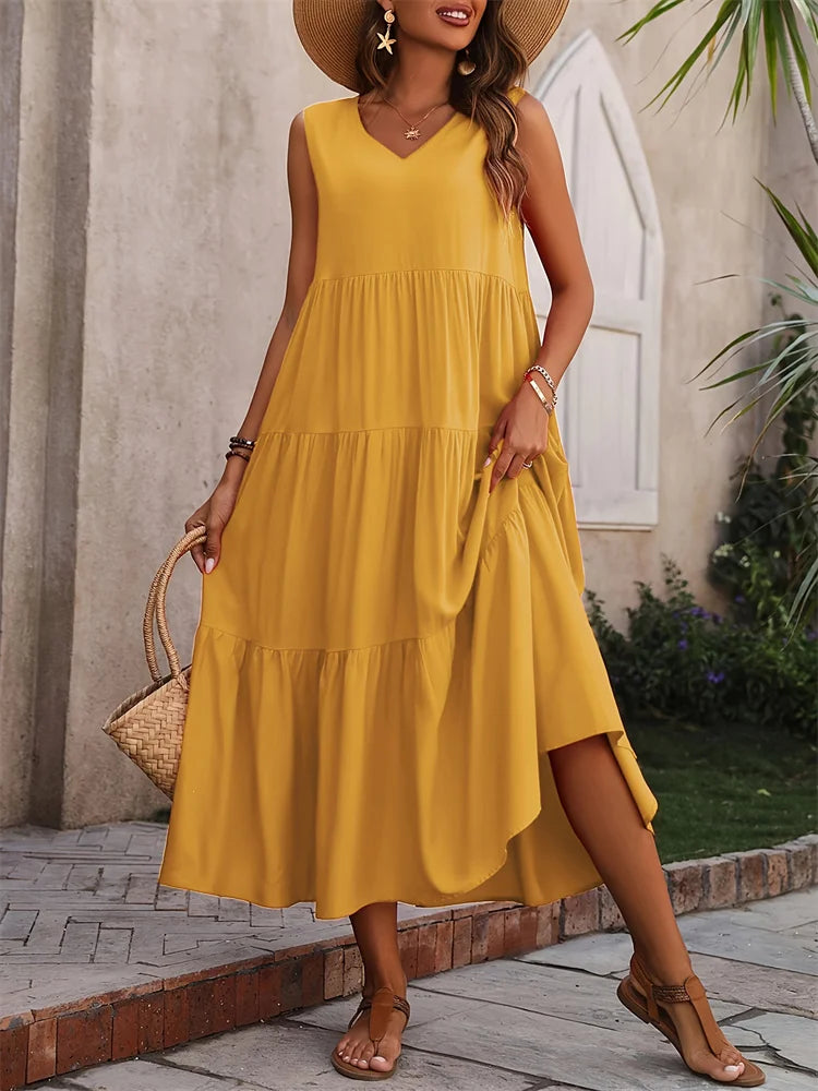 Vestido Verano Sin Mangas Escote V