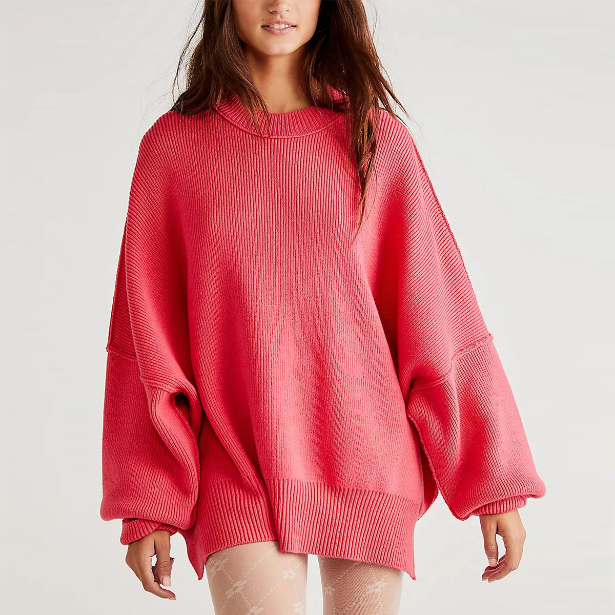 Jersey Mujer Rojo Cuello Redondo Elegante