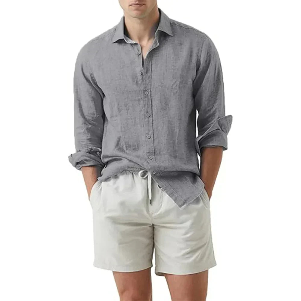 Camisa Hombre Lino Fresca Ligera
