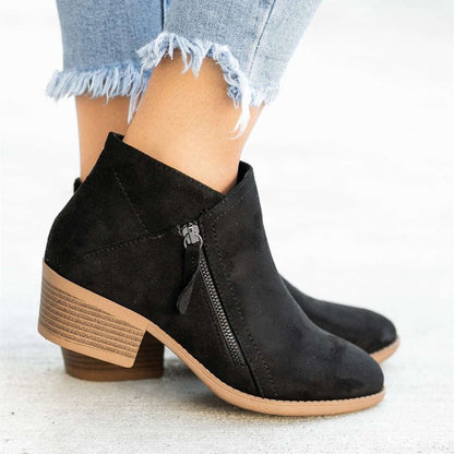 Botas Mujer Tacón Bajo Cremallera Elegantes