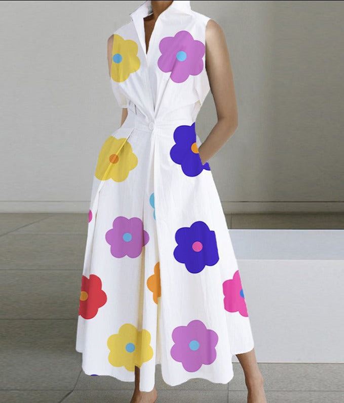 Vestido Mujer Estampado Chic Blanco Negro