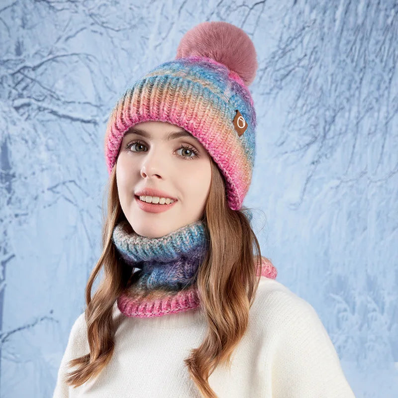 Gorro y Cuello Tejido Femenino Abrigado