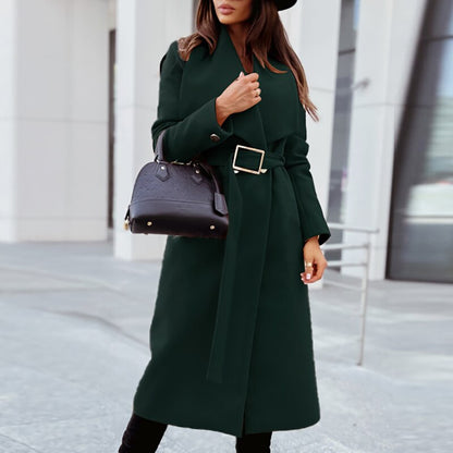 Abrigo Lana Cinturón Mujer Elegante Invierno