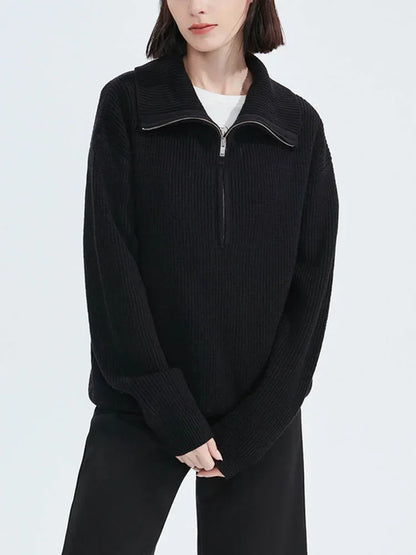 Jersey Cuello Alto Cremallera Mujer