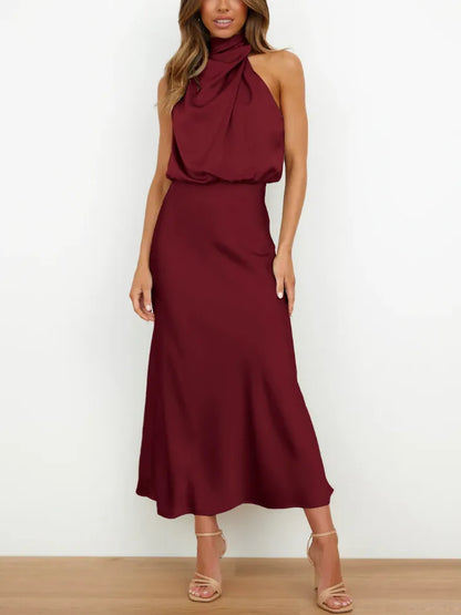 Vestido Noche Glamouroso Mujer Satén