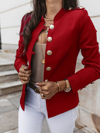Chaqueta Blazer Mujer Clásica con Botones Decorativos