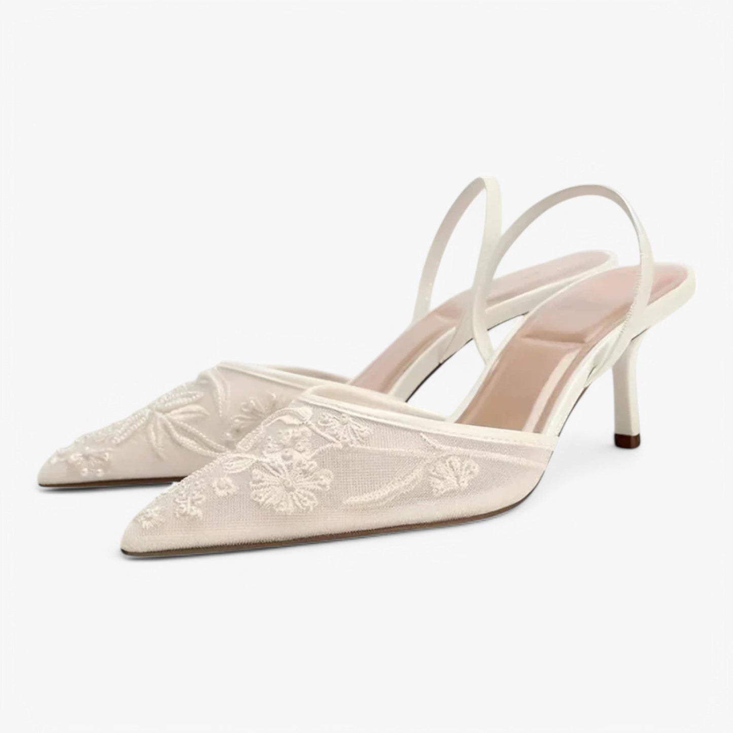 Zapatos de tacón de malla Azul Claro Mujer - Vestiria