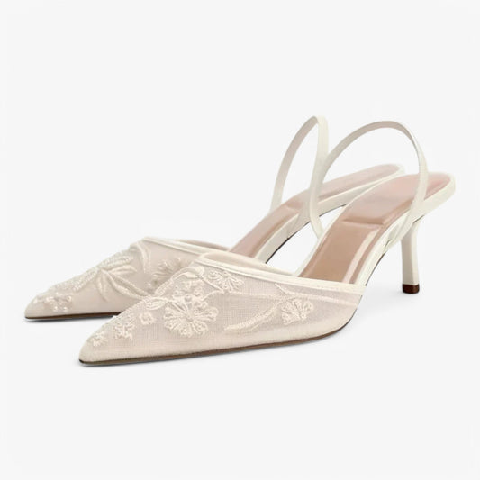 Zapatos de tacón de malla Azul Claro Mujer - Vestiria
