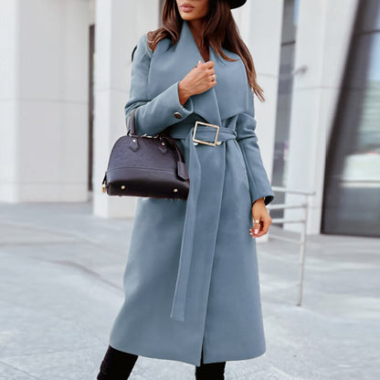 Abrigo Lana Cinturón Mujer Elegante Invierno