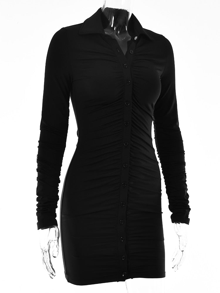 Vestido Cigarette con Cierre Botones Elegante