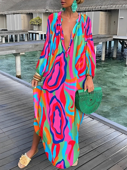 Vestido Boho Estampado Floral Grande
