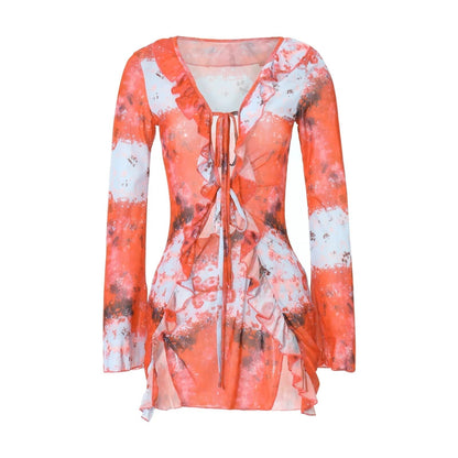 Vestido Corto Mujer Manga Larga Elegante