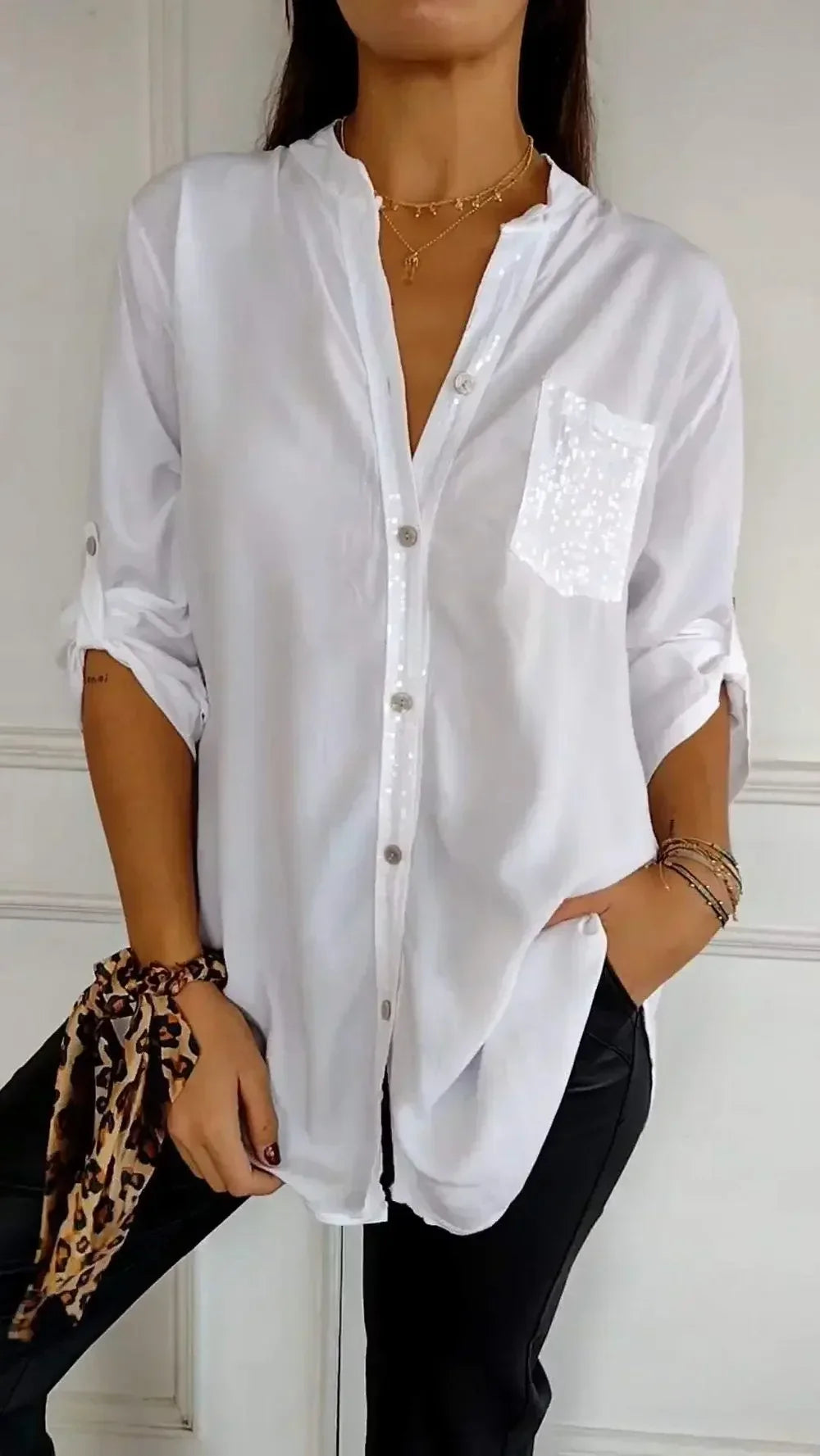 Blusa Mujer Elegante con Lentejuelas Brillantes