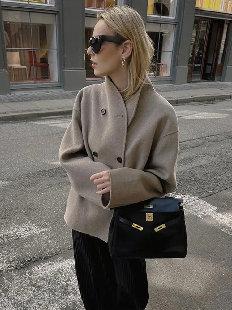 Abrigo Mujer Grande Abierto Doble Botón Invierno - Vestiria