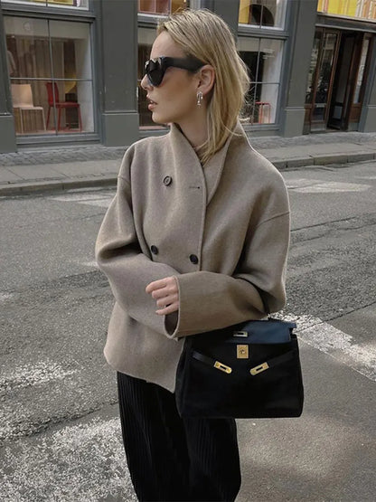 Abrigo Mujer Grande Abierto Doble Botón Invierno - Vestiria