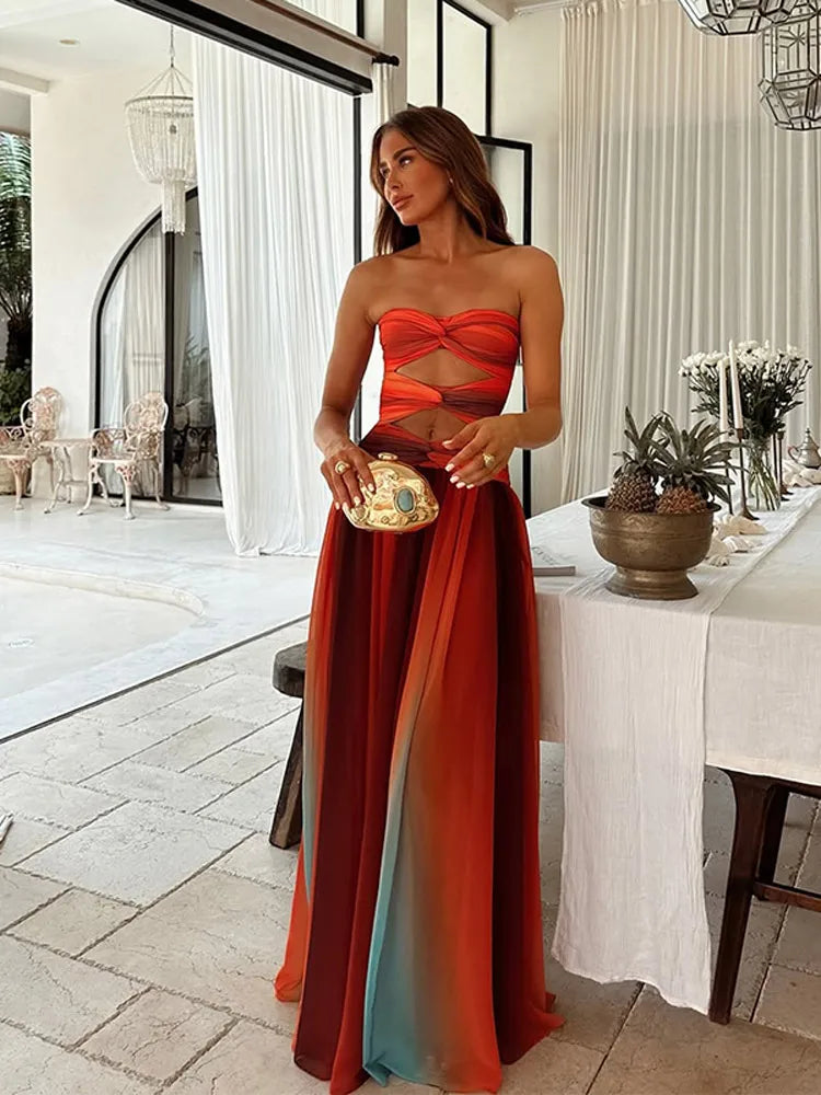 Vestido Largo de Verano con Espalda Abierta y Falda Ligera - Vestiria