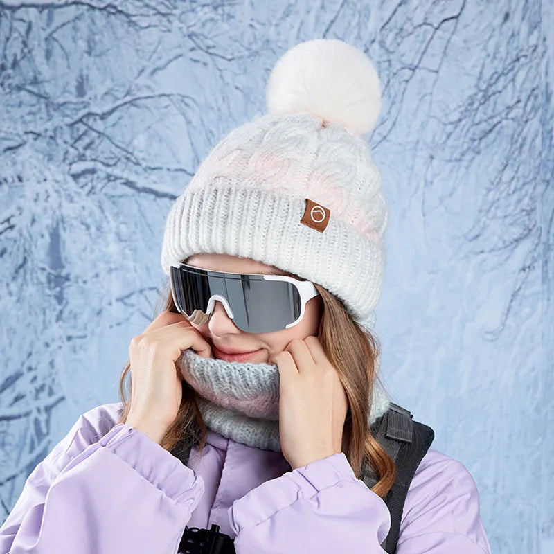 Gorro y Cuello Tejido Femenino Abrigado