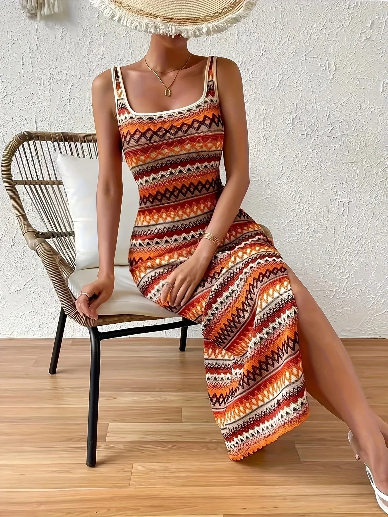 Vestido Fiesta Estampado con Flecos - Vestiria
