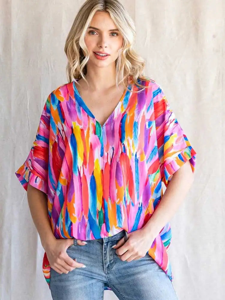 Blusa de plumas de colores Festiva
