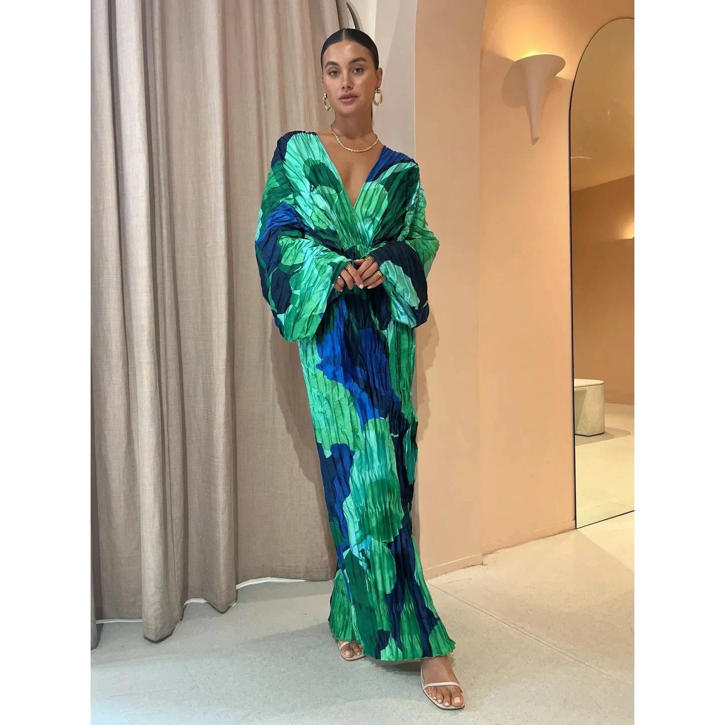 Vestido Plisado Elegante Mujer