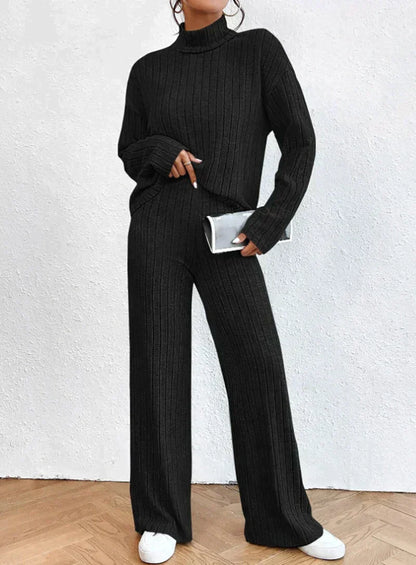 Pantalones y Jersey de Punto Cuello Alto Mujer