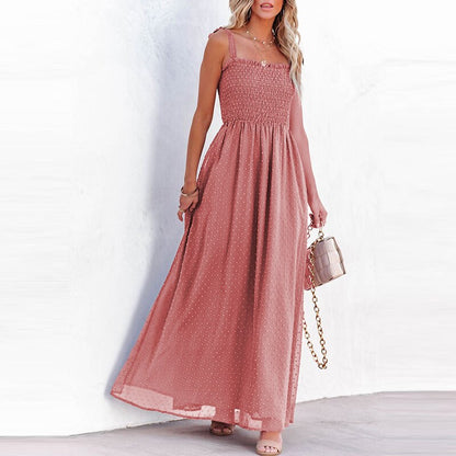 Vestido Maxi Ligero con Estampado de Lunares