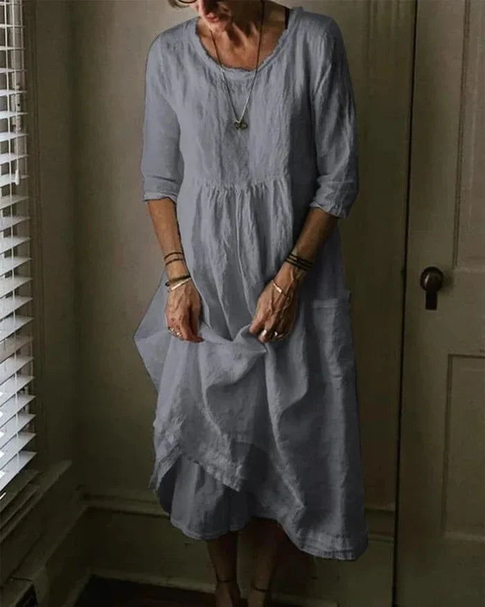 Vestido Mujer Amplio Lino Natural