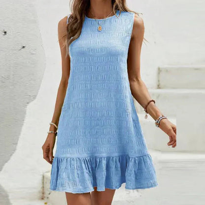 Vestido Corto Elegante Sin Mangas con Volante