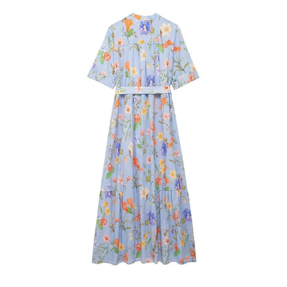 Vestido Midi Floral Estilo Camisero