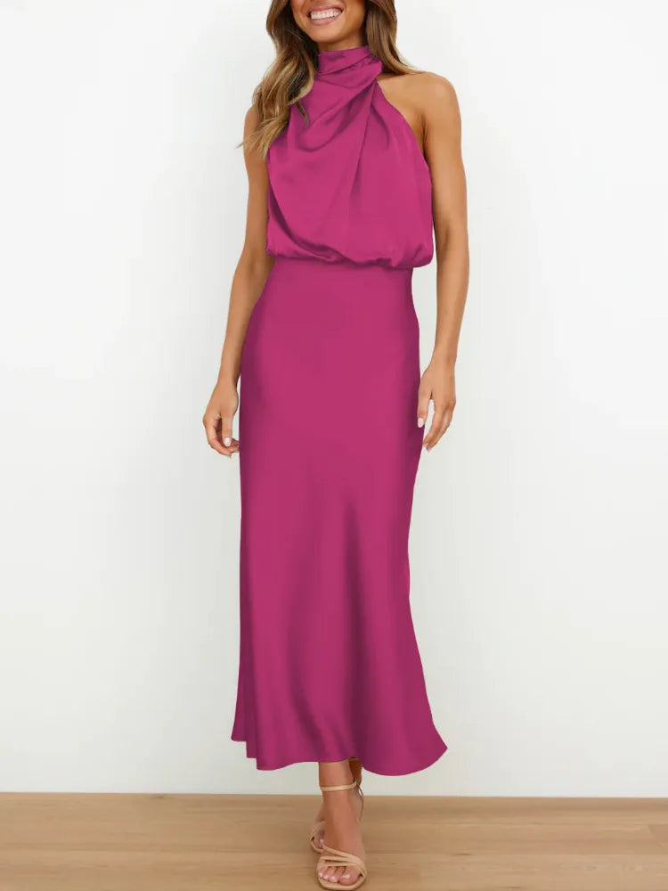 Vestido Noche Glamouroso Mujer Satén