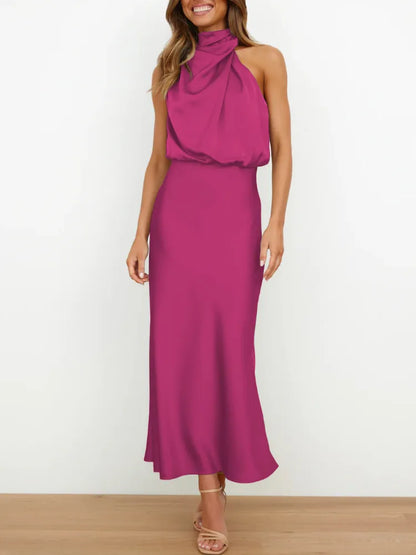 Vestido Noche Glamouroso Mujer Satén