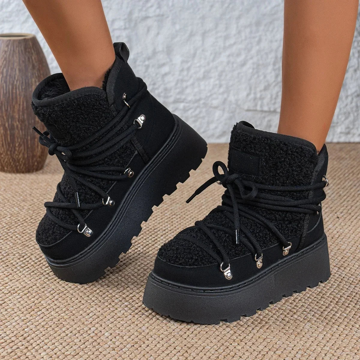 Botas Cuero Forradas Peludo Invierno