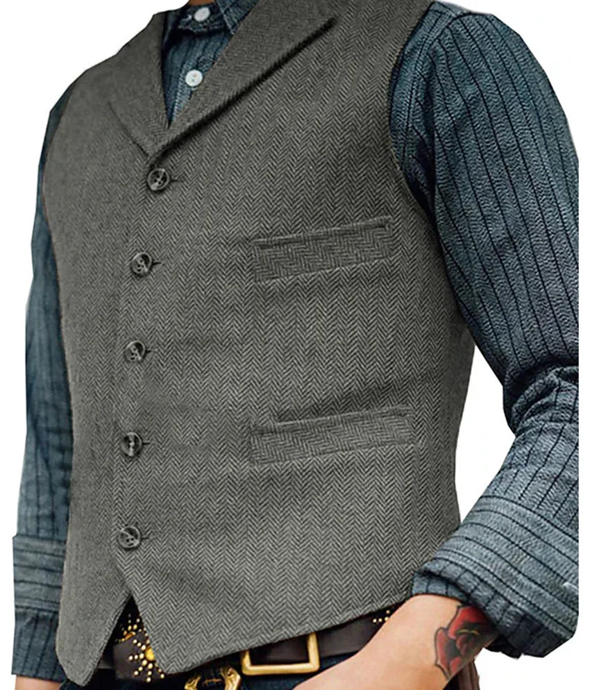 Chaleco Hombre Estilo Retro Corte Ajustado