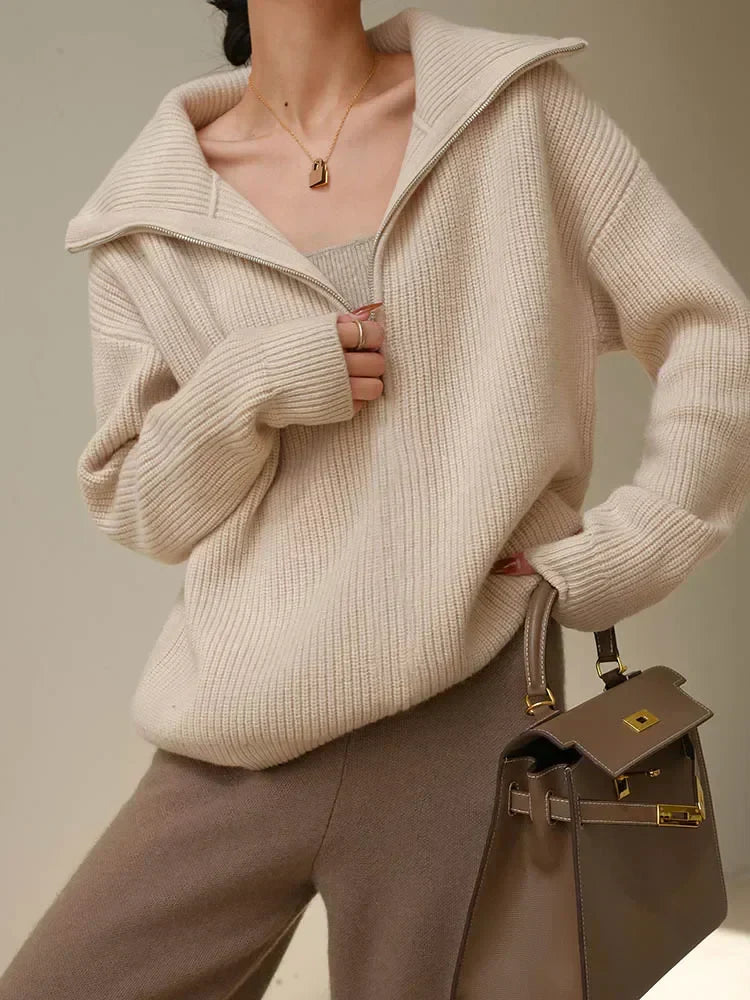 Jersey Cuello Alto Cremallera Mujer